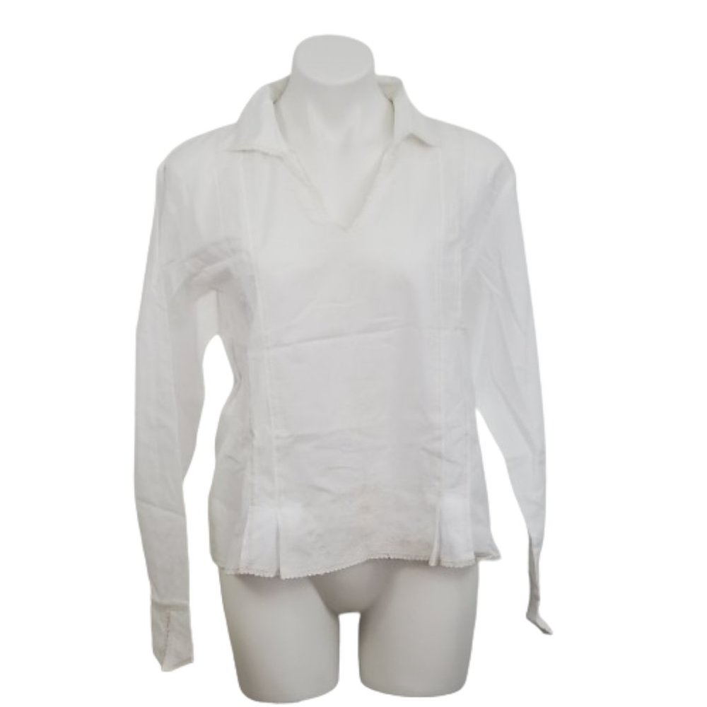 J. Jill Cream 100% Cotton Resort Blouse Sz M